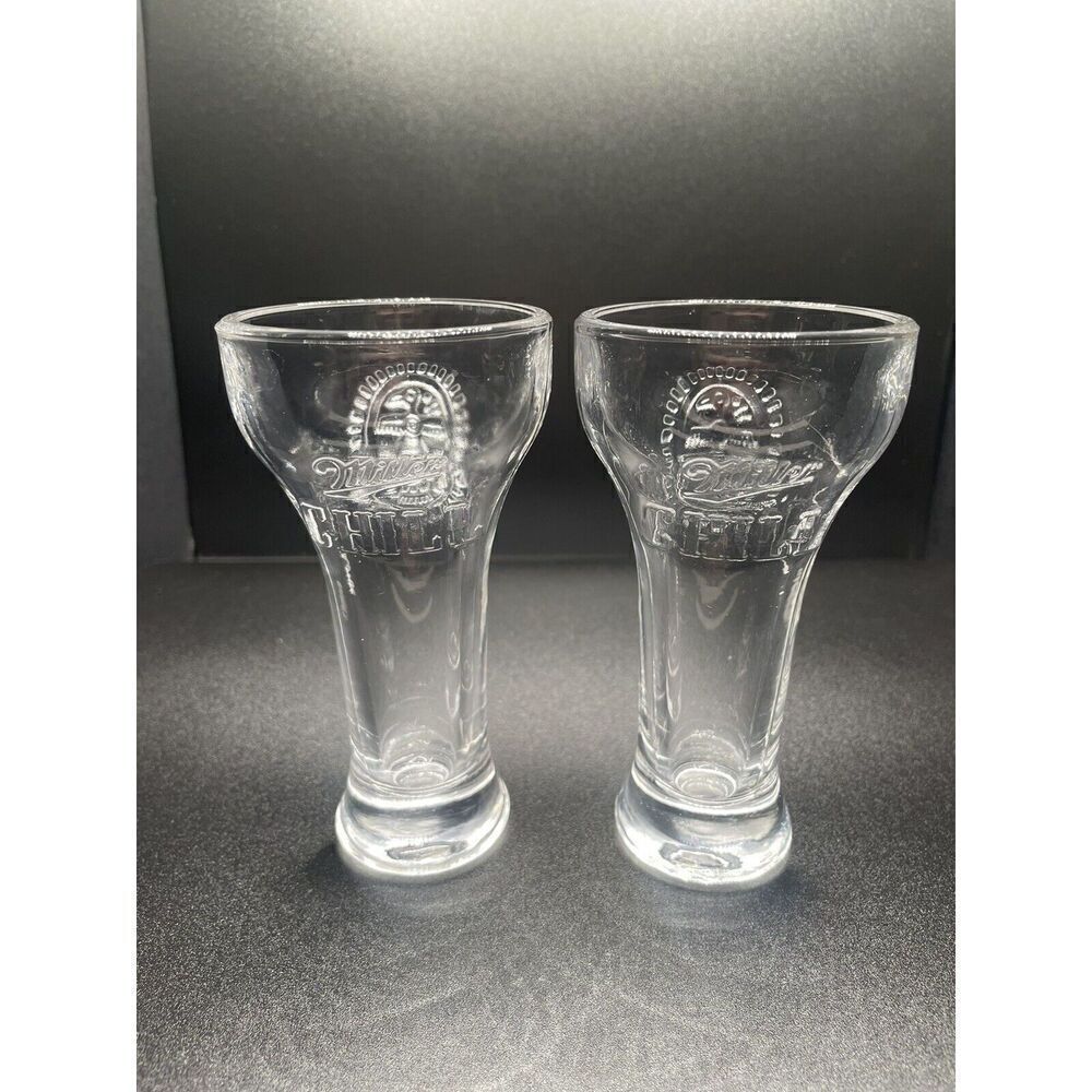 Miller Chill Shot Glasses Set of 2 Thunderbird Design 2 oz. Excellent‎ Condition